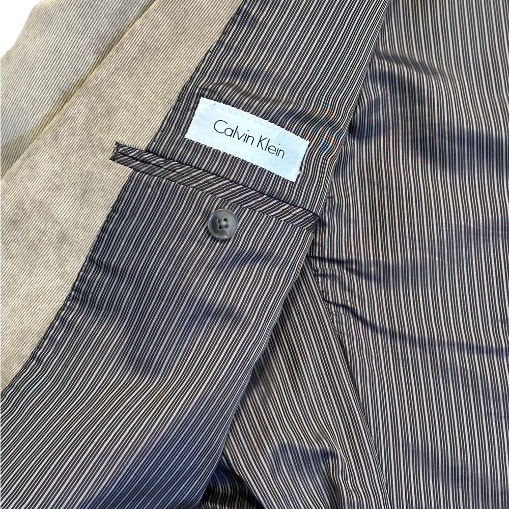 Calvin Klein Men’s Single Breasted Grey/Tan Corduroy Blazer/Sport Coat Sz 40R‌‌‌ - Picture 2 of 9